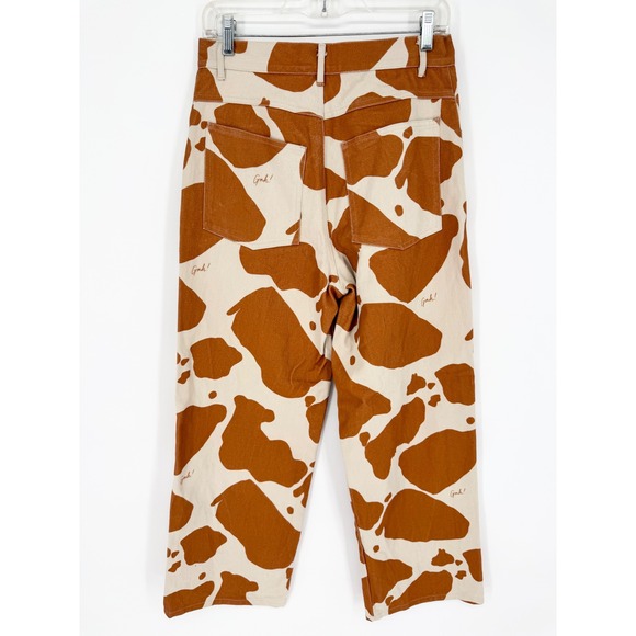 Lisa Says Gah Robyn Straight Leg Jeans In Brown Cow Print Sz 29 Maximalist Retro - Picture 8 of 11